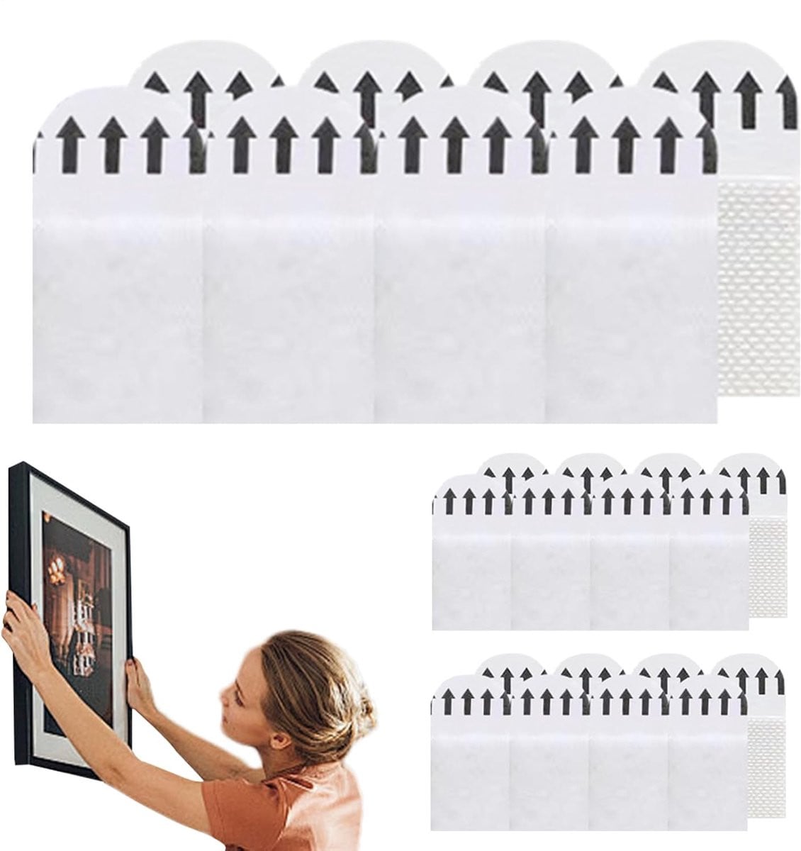 12 paar Wit Foto ophangstrips voor posters en wanddecoratie