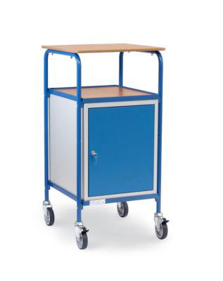 fetra® Rollpult mit Schrank, 4 Lenkrollen, Flügeltür, 3 Böden, Schreibfläche 605 x 591 mm