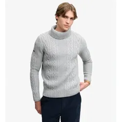 Superdry für Herren. M6110772A Grauer Jacob Cable Roll Pullover (XXL), Lässig, Baumwolle