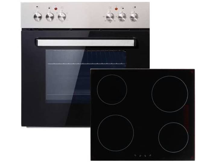 PKM Einauherdset BIC3-IGKIX-2 Edelstahlblende Glaskeramikkochfeld 60cm 3 Backofenfunktionen Energieeffiziezklasse A