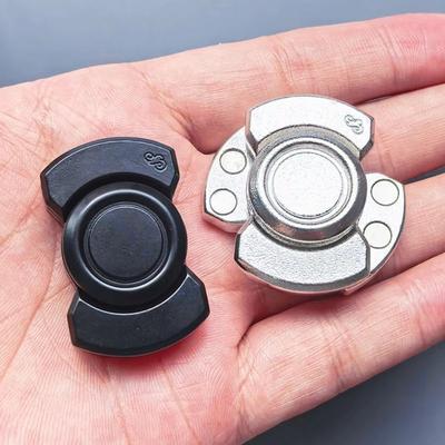 Inspired Finds Metal Magnetic Slider Gyroscope Fidget Toy Card Mini EDC Stress Relief Spinner silvery