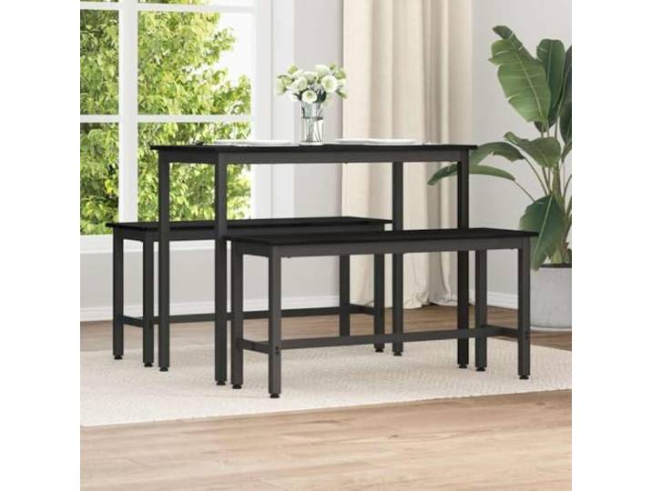 DFSQWRTYG Sitzbank, Holzwerkstoff Esszimmerbank, Stahlbeine Schwarz, 2 Stk Höhenverstellbar, Ohne Rückenlehne, Modernes Design