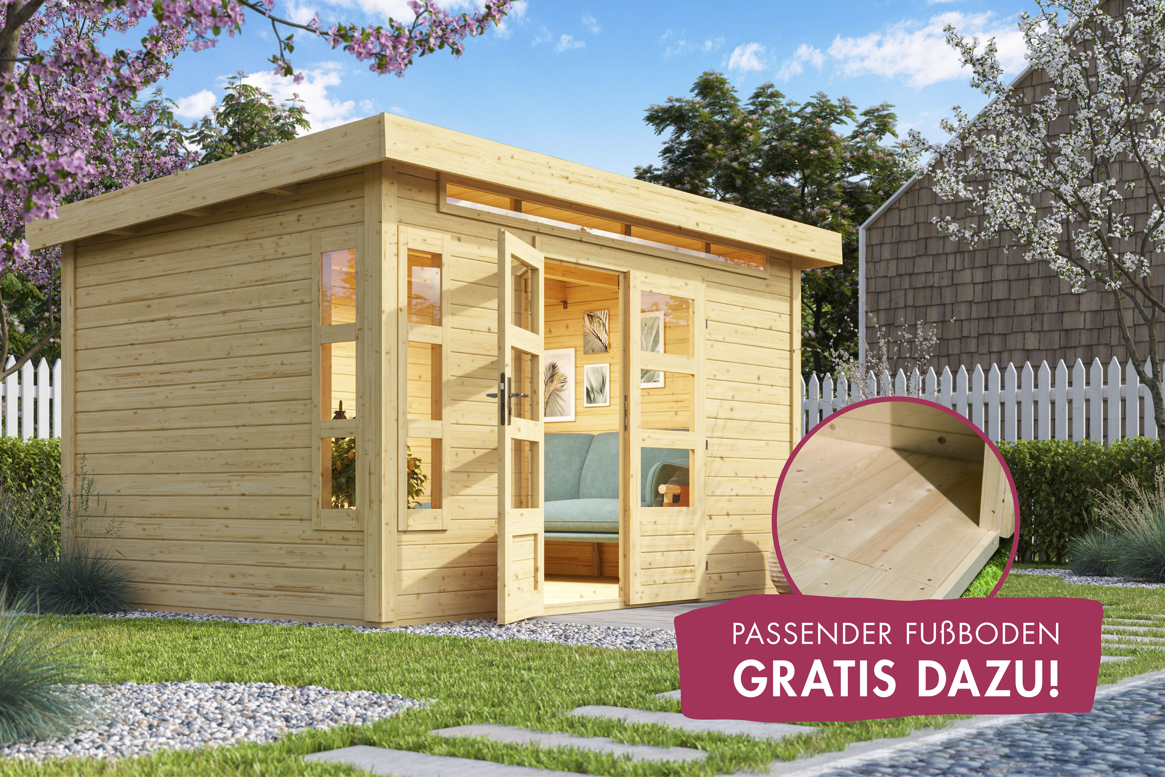Gartenhaus KARIBU "Kolimasee 7", beige (naturbelassen), Holzwerkstoff, Gartenhäuser, Gartenhaus, naturbelassen