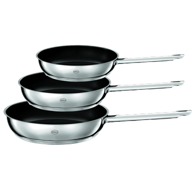 Pfannen-Set RÖSLE "PUREELEMENTS 3-tlg. Keramik ProCeraPlus", silber (silberfarben), Pfannen