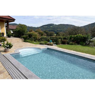 Schwimmbecken KWAD "STYROPORSTEIN POOL ALL INCLUSIVE, BxLxH: 300x600x150 cm", weiß, B:300cm H:150cm L:600cm, Schwimmbecken, mit Römertreppe, inkl. Beckenrandsteine & Poolbeleuchtung