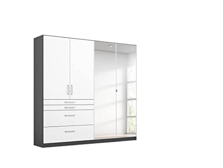 Rauch Möbel HARBURG, Kleiderschrank, Farbe Weiß/Grau metallic, Breite 181cm
