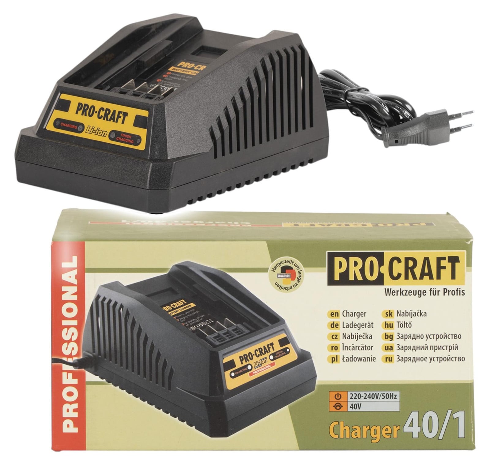 Procraft 40/1-oplader 40 V voor 40 volt Li-ion-accu's