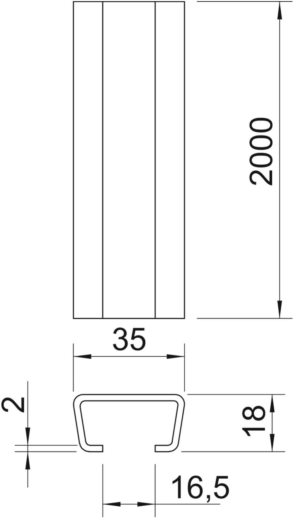 OBO Bettermann Profilschiene AMS3518UP2000BK blank (1112023)