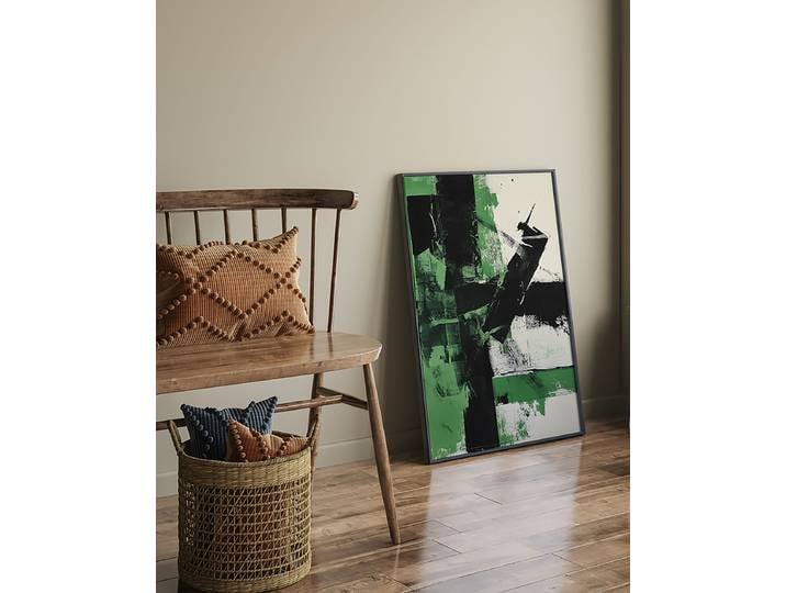 Kunstdruck Green & Black Abstract Art Abdeckung: Acrylglas Rahmen: Buche, lackiert Multicolor 63 x 83cm