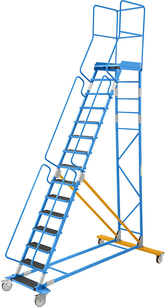 Mobile Podestleiter, Riefengummi-Stufeneinlage, 4 Stufen eurokraft pro