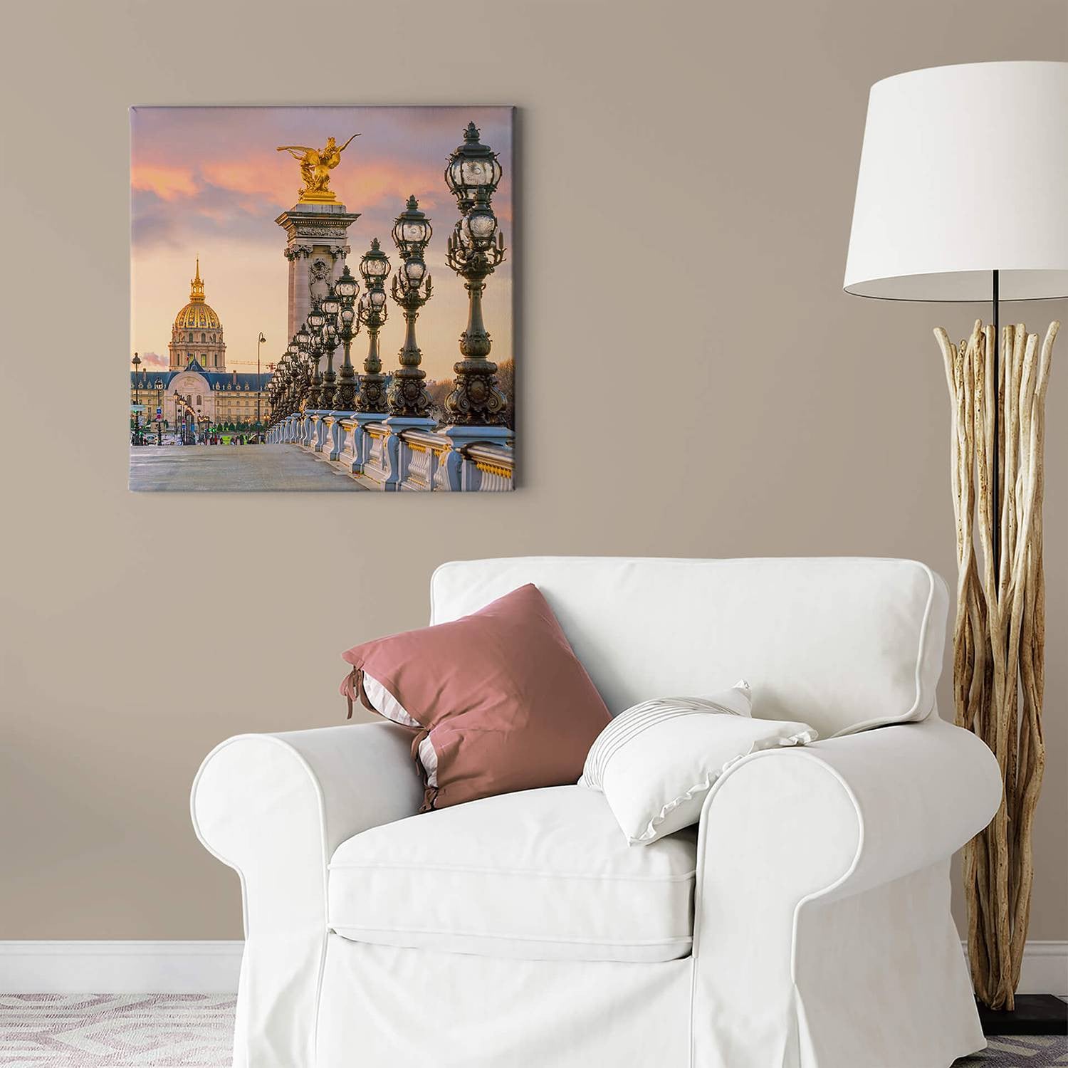 home24 Pont Alexandre wanddecoratie beige, 50 x 50 cm