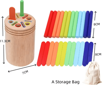 Inspire Picks Montessori Wooden Color Sorting & Shape Matching Puzzle For Toddlers l Flat Stick