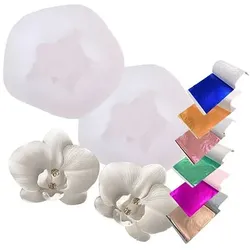 COLORBERRY Kreativ-Set Silikonformen Orchidee & Schlagmetall, 8tlg.