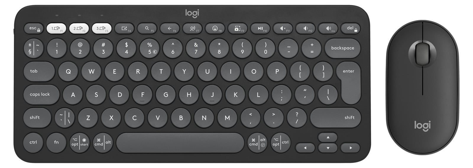 Logitech Pebble 2 Combo Bluetooth toetsenbord en muis set, grijs