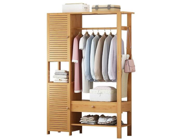 WAOHO Kleiderständer Kleiderschrank, Kleiderständer mit Schrank und Schubladen