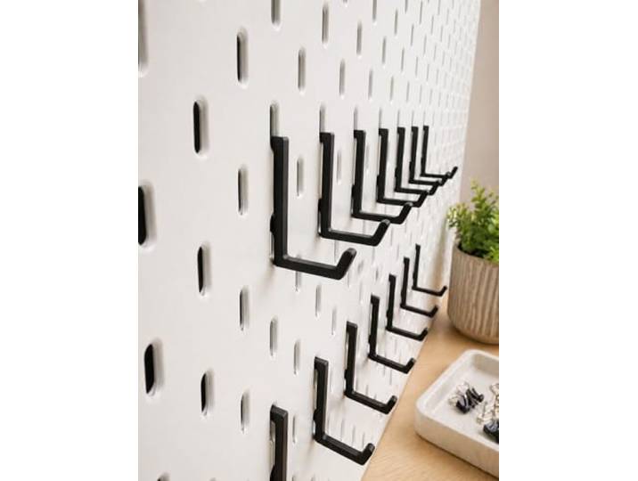 Mivono Lot de 15 crochets carrés pour panneau perforé IKEA Skadis - Noir - Accessoires pour tableau perforé - Impression 3D - Stable et résistant - Organisateur pour outils\, jeux et bureau - Fabriqué