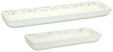 Melrose International Mango Wood Tray (Set of 2) - 27 x 8.25 x 2 - 27 x 8.25 x 2