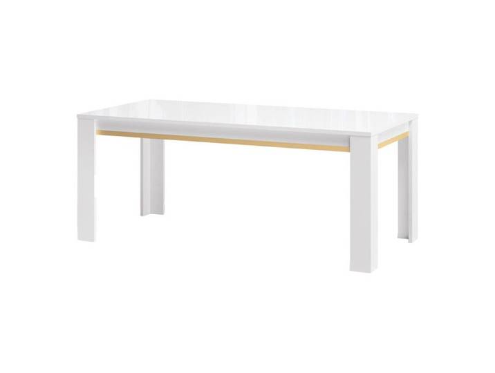 JEMMA - Table 160x90cm Laquée Blanc et Décor Doré