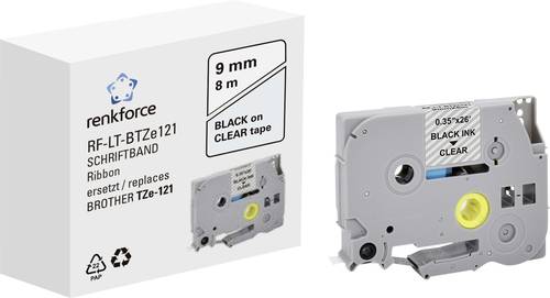 Renkforce RF-LT-BTZe121 Kompatibel ersetzt Brother TZe-121 9mm Bandfarbe: Transparent Schriftfarbe: Schwarz 8m
