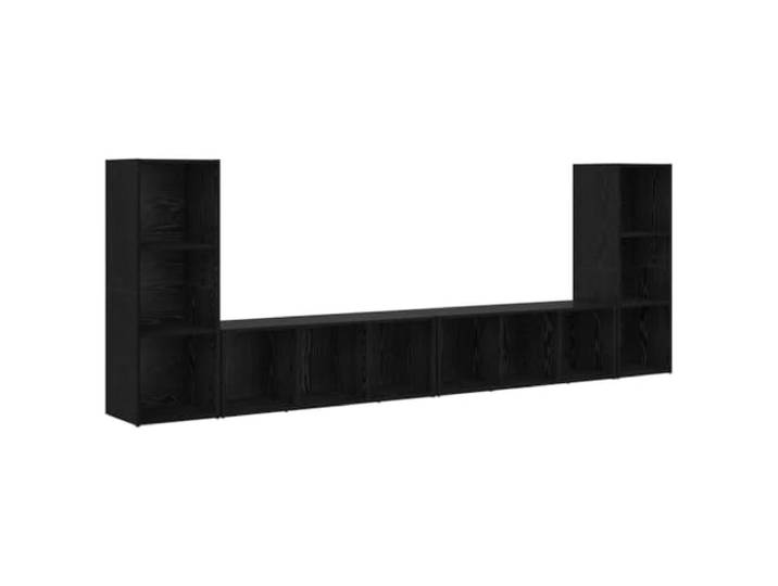 KGFHERENB TV Schrank Wandmontiert 4er Set Schwarz Eichen-Optik 107cm Platzsparende Hängeschränke mit flexiblen Einlegeböden für mehr Ordnung im Wohnbereich, Schlafzimmer oder Home-Office.