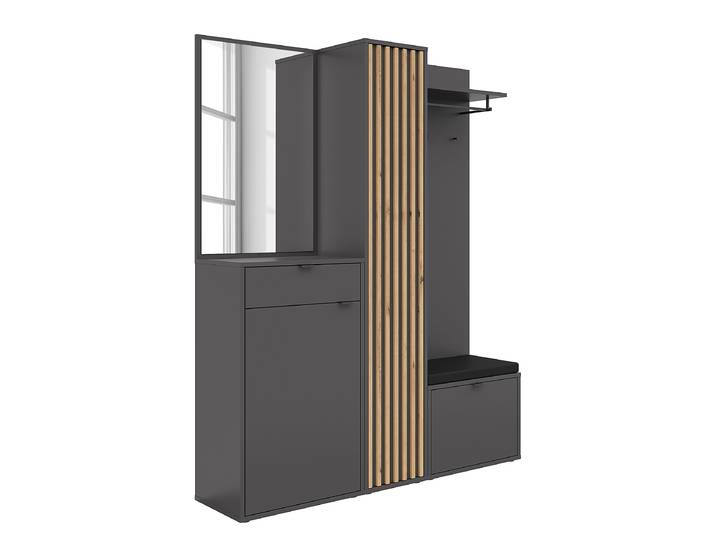 Kompaktgarderobe - 156 cm 156 x 198 x 40cm Grau