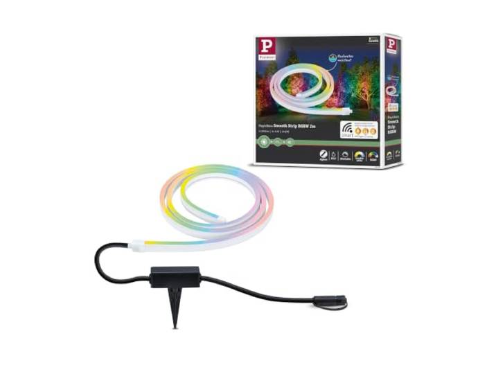 Paulmann 94560 Plug & Shine LED Außenleuchte Stripe Smart Home Zigbee Smooth IP67 2m incl. 1x11 W dimmbar RGBW Farbsteuerung Weiß Kunststoff 3000 K