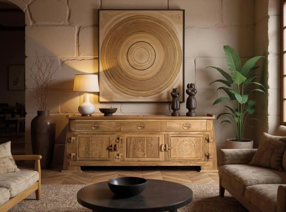 GINER Y COLOMER Meuble tv en teck massif 170 cm Marron 170x62x35cm