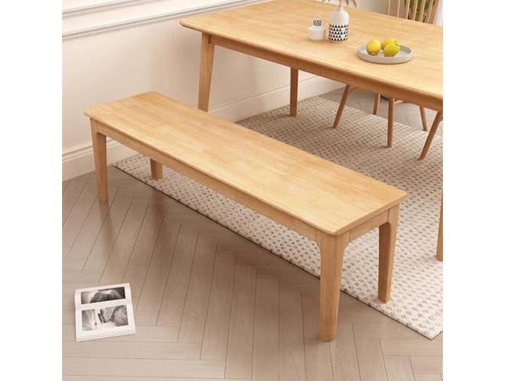 HARELA Esszimmer Sitzbank Küchenbank Wohnzimmerbank, Bank ohne Lehne, Küchenbank im Landhaus, Massive Holzbank, für Esszimmer/Schlafzimmer/Balkon, Stil Größe wählbar(Wood,120cm/47.2in)