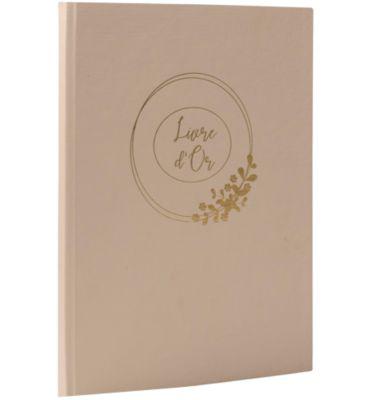 Exacompta Gästebuch Ringflower Latte 220x270 mm, 100 Seiten Clairefontaine, Goldschnitt, transparente Box, Hochzeit