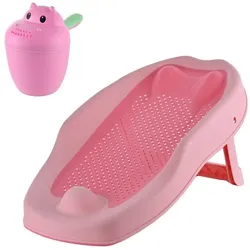 Relaxdays Baby-Badehilfe Set mit Haarwaschbecher Grün,Pink,Rosa