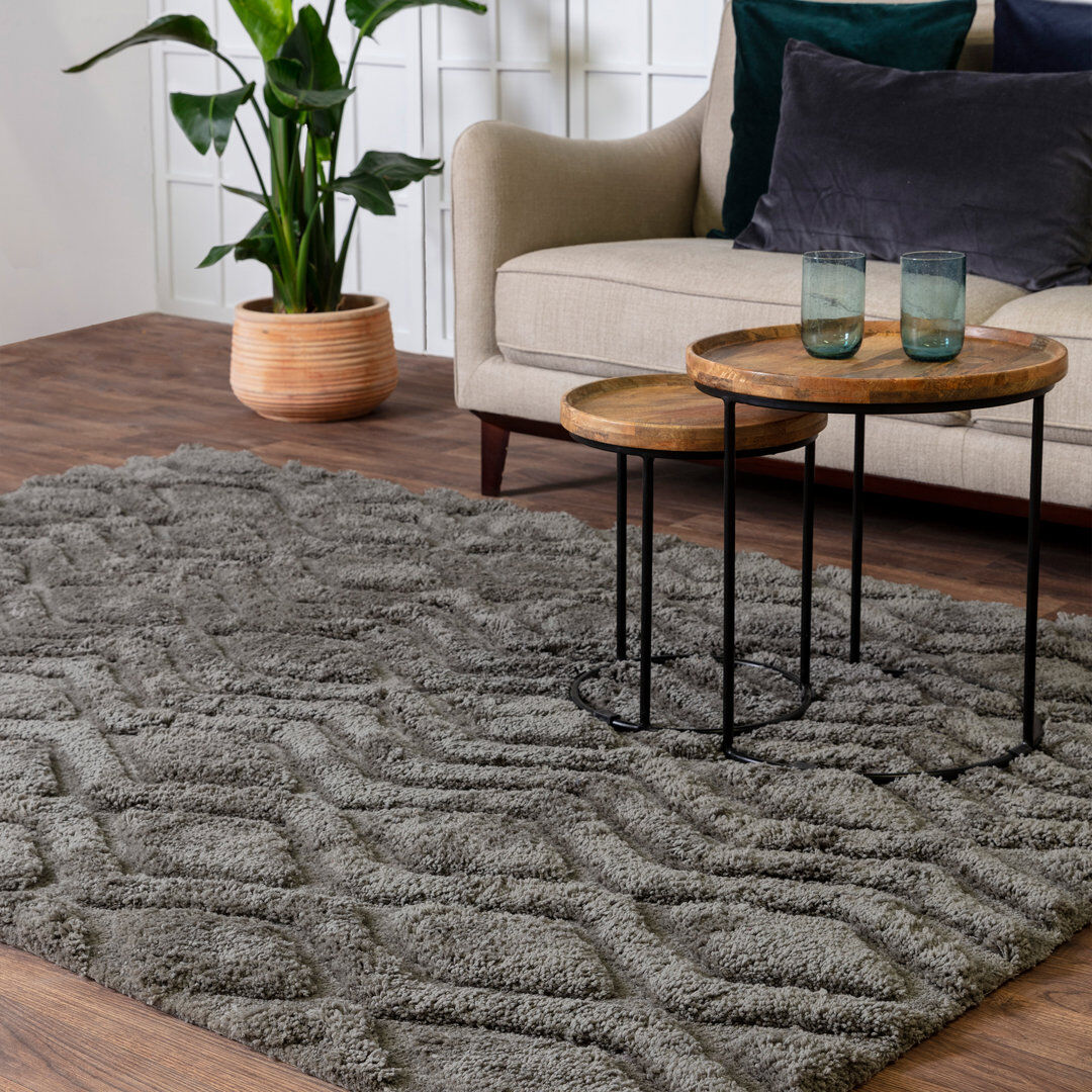 Gracie Oaks Peck Rectangle Geometric Shag Grey Rectangle 200 x 290cm