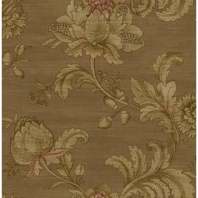 Seabrook Designs Monticello Jacobean Floral Unpasted Wallpaper