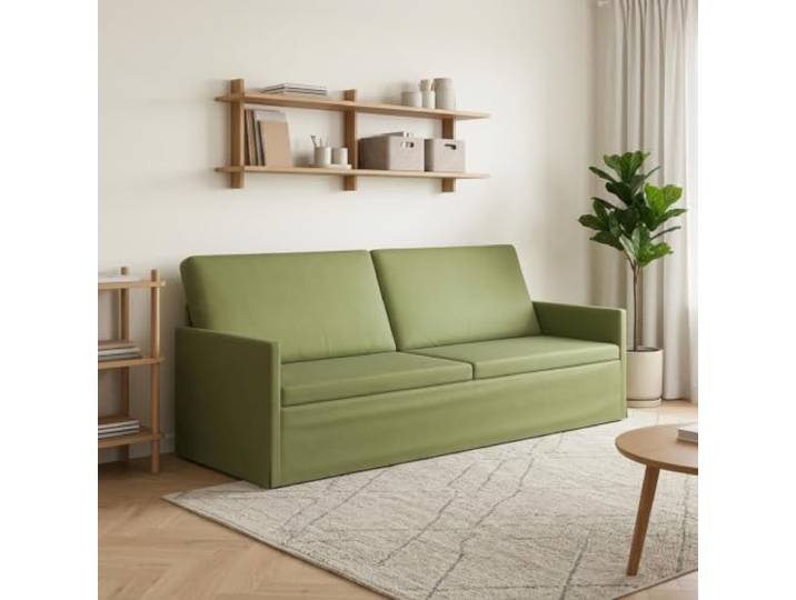 3-Sitzer Sofa Hellgrün 220 x 81 x 82 cm Samt Metallrahmen,Kissenrücken,Samtoberfläche,eckige Form,Anleitung inklusive
