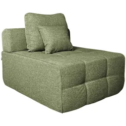 Oviala Business Oviala Einzelsofa mit Relaxfunktion aus Stoff mit grünen Kissen