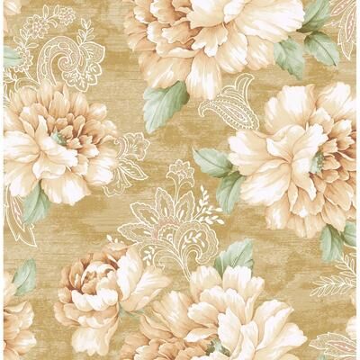 Seabrook Designs Canary Paisley Floral Unpasted Wallpaper