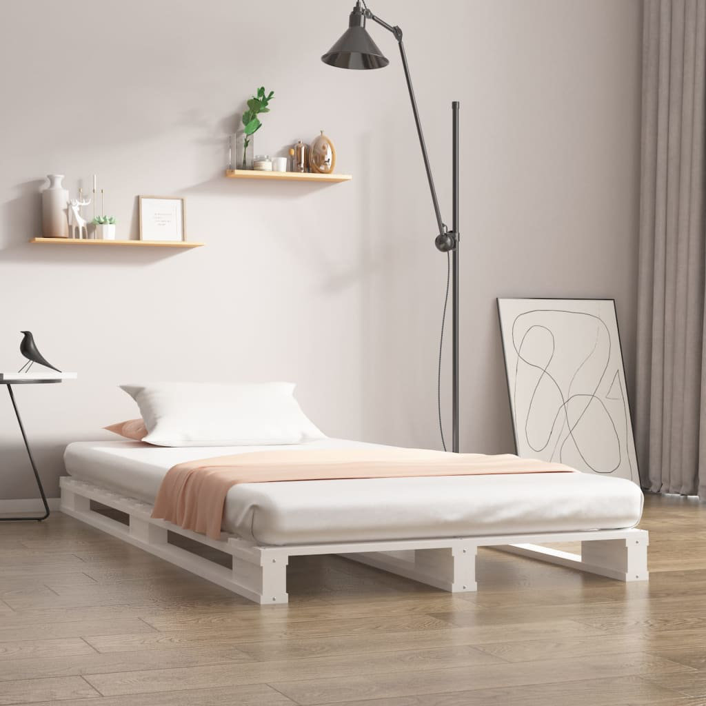 Marlow Home Co. Pallet Bed Solid Wood white European Single (90 x 200 cm)