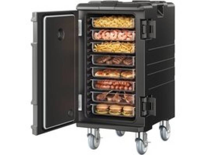 VEVOR Isolierter Lebensmittelbehälter-Träger, Frontlader, Catering-Box mit Rädern, 103 L, Schwarz