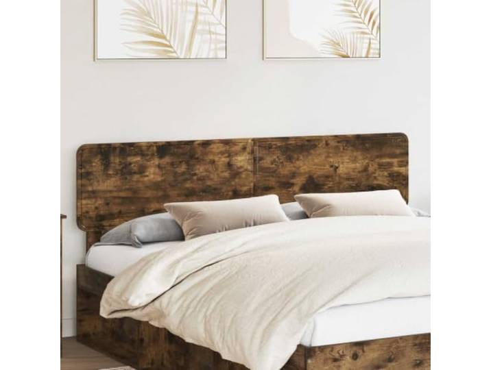Modernes Kopfteil aus Engineering Holz in Eiche Räucherfarbe, minimalistisches Design mit eleganten Linien, bietet Unterstützung für Kopf und Rücken, einfache Montage, einfach