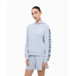 EA7 für Damen. 7W001151_AF12501 Naturblaues Ventus Kapuzensweatshirt (L), Lässig, Recyceltes Polyester