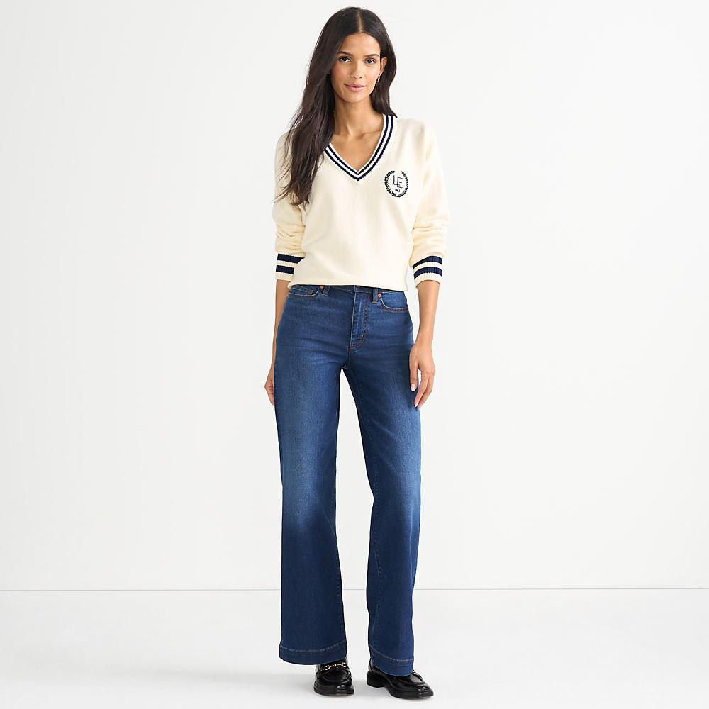 High Waist Jeans mit weitem Bein in Tall-Größe, Damen, size: tall, Blau, by Lands' End