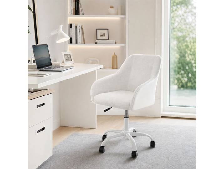 Chleby Chaise Bureau Velours Blanc Fauteuil Coiffeuse Scandinave Pivotant hauteur réglable chaise coiffeuse bureau avec accoudoirs