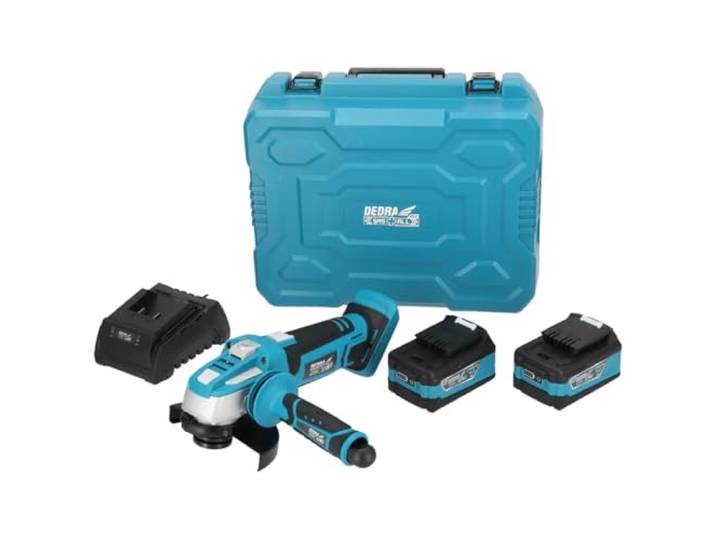DEDRA Kit d'outils dans un coffret SAS + ALL DED7030A06\, meuleuse d'angle puissante Ø 125 mm\, 9500 tr/min\, deux batteries 4 Ah\, chargeur\, longue durée de vie et haute performance