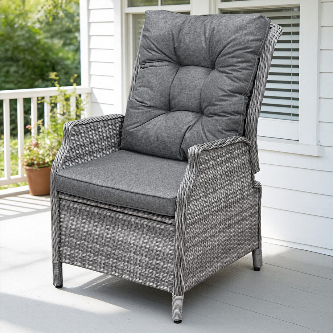 Dakota Fields Outdoor Patio Dining Armchair with Cushion Grey 1