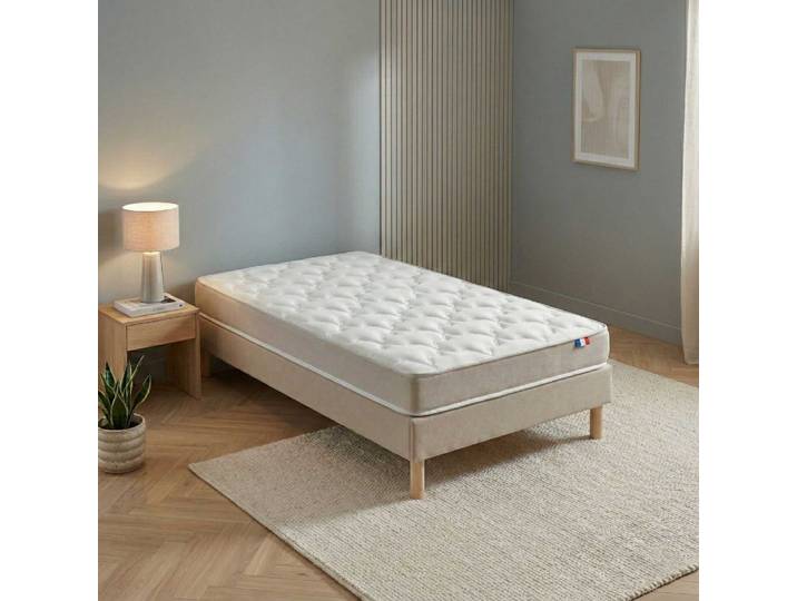 Matelas accueil latex h14 25kg/m3 sommier en kit beige 90x200