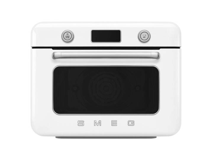 Smeg Minibackofen 50´s Style, Weiß, Metall, 50x40x51 cm, Timer, akustisches Signal Ein-/Aus, Display, elektronischer Timer, Innenbeleuchtung, elektronische Temperaturregelung, Wassertank abnehmbar, Kochgeschirr, Küchengeräte, Sonstige Küchengeräte