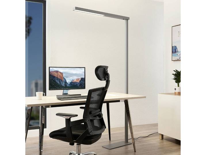 Stehlampe Tamilo Arcchio, alu / grau / zink, für Arbeitszimmer / Büro, Aluminium, Modern, Deckenfluter