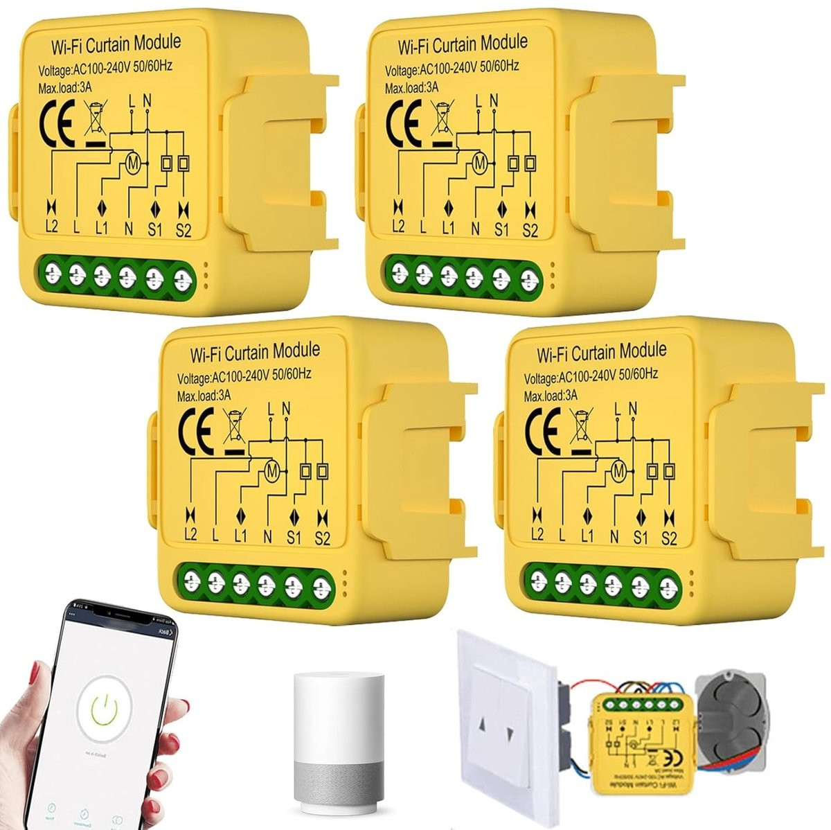 Slimme Roller Shutter Switches met Tijdinstelling voor Gordijnen en Luifels, WiFi Compatibel met Google Home