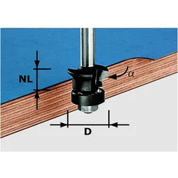 Festool Fase-Bündigfräser HW Schaft 8 mm D 24 mm 0° +45° Nr. 491026 Fräser