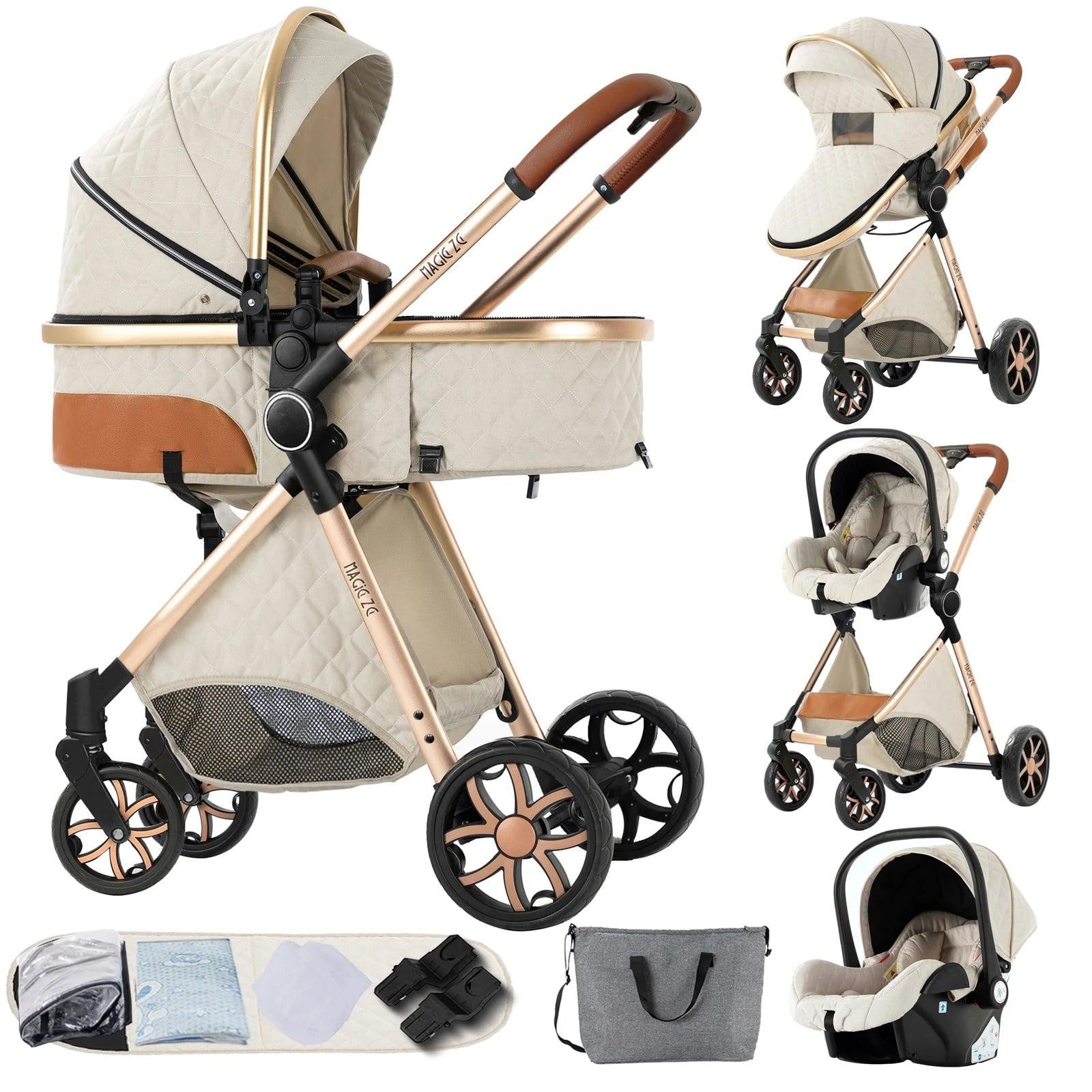 Selius Kinderwagen 3-in-1 Multifunctioneel Inklapbaar en Verstelbaar met Slaapmand