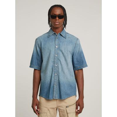 T-Shirt G-STAR "Regular Denim Hemd", Herren, Gr. L, blau (sun faded thames), Denim/Jeans, Obermaterial: 100% Baumwolle, Shirts T-Shirt